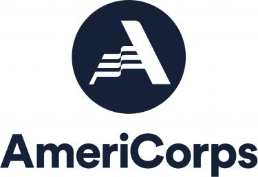 AmeriCorps logo (navy circle with capital A to look like American flag)