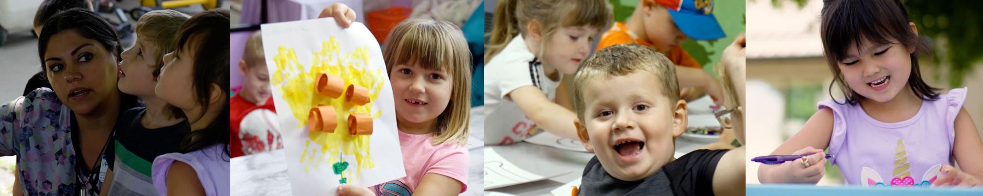 collage of happy children in daycare settings