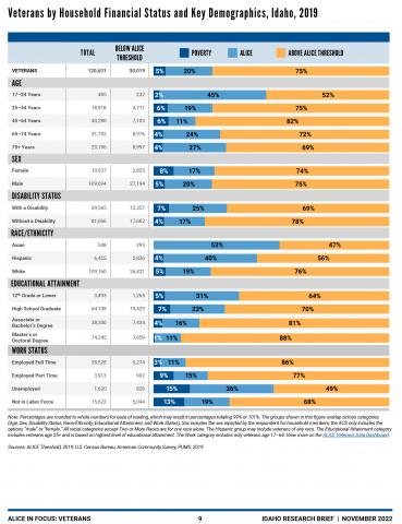 Veterans by household financial status and key demographics - 2019